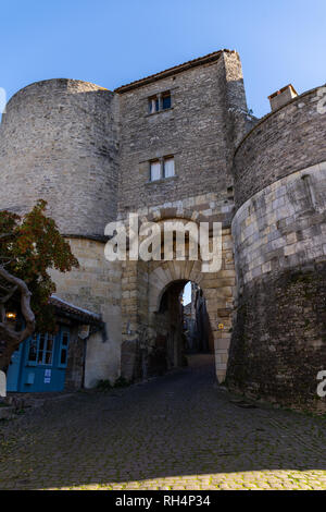 Vista della piccola città di Cordes-sur-Ciel, Foto Stock