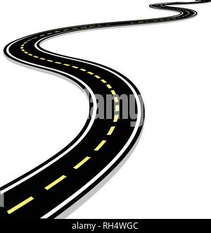 Lasciare l autostrada, strada curva con marcature. 3D illustrazione vettoriale su bianco Illustrazione Vettoriale