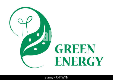 Energia verde il concetto di logo. Ecologia e ambiente. Simbolo di energie rinnovabili e alternative. La potenza elettrica. Foto Stock