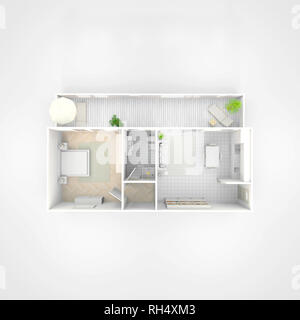 3D Interni rendering illustrazione di arredato appartamento home Foto Stock