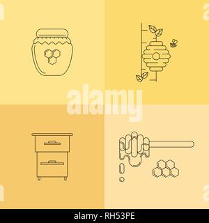 Vettore di miele icone lineare per la stampa , web site, flyer Illustrazione Vettoriale