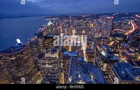 Seattle skyline al tramonto Foto Stock