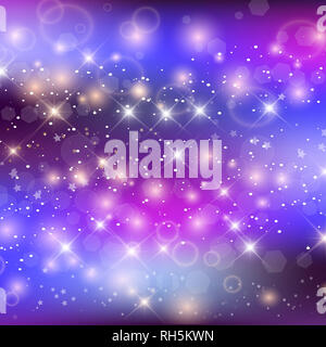 Unicorn notte sfondo con maglia iridata. Universo Girlish Banner In Princess colori. Fantasy sfondo a gradiente con ologramma. Unicorn olografica B Foto Stock