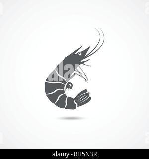 Icona di gamberetti su sfondo bianco Illustrazione Vettoriale