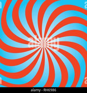 Funky astratto sfondo blu con un gradiente radiale e illustrazione di twisty strisce. Illustrazione Vettoriale