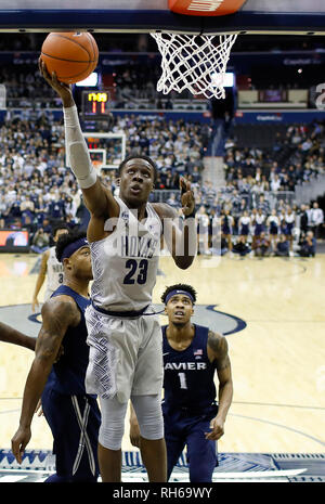 31 gennaio 2019: Georgetown Hoyas in avanti (23) Josh LeBlanc va al cestello durante una NCAA di pallacanestro degli uomini di gioco tra il Georgetown Hoyas e Xavier moschettieri al capitale una Arena in Washington, DC Justin Cooper/CSM Foto Stock