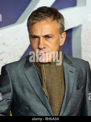 Christoph Waltz assiste la prima mondiale di "alita: Battle Angel' di Odeon Leicester Square. Foto Stock