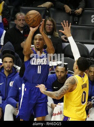 Los Angeles, California, USA. 29 gen, 2019. Los Angeles Clippers' Avery Bradley (11) germogli durante un'NBA Basketball gioco tra Los Angeles Clippers e Los Angeles Lakers giovedì gen. 31, 2019 a Los Angeles. Credito: Ringo Chiu/ZUMA filo/Alamy Live News Foto Stock