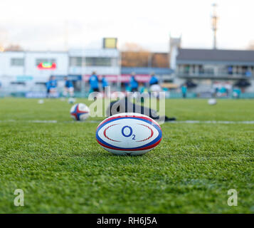 Energia Park, Dublin, Irlanda. Il 1° febbraio 2019. Womens Sei Nazioni di rugby, Irlanda contro l'Inghilterra; una pratica sfera per la lingua inglese donne squadra Credito: Azione Sport Plus/Alamy Live News Foto Stock