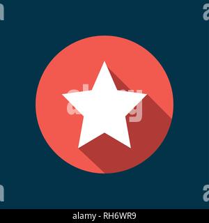 Stella Bianca sul cerchio rosso isolato, vettore pulito design piatto. Sfondo blu. Illustrazione Vettoriale