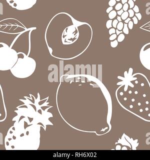 Frutti seamless pattern vettore icona sfondo nero Illustrazione Vettoriale