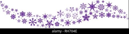 Il simbolo del fiocco di neve onda vettoriale icona protone sfondo color porpora. Scaglie di elemento di cristallo. Neve invernale carta regalo o celebrazione di lusso sabbia neve paillette Illustrazione Vettoriale