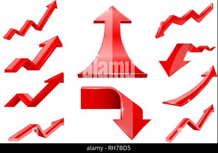 Le frecce rosse. Indicazione finanziaria set di icone Illustrazione Vettoriale
