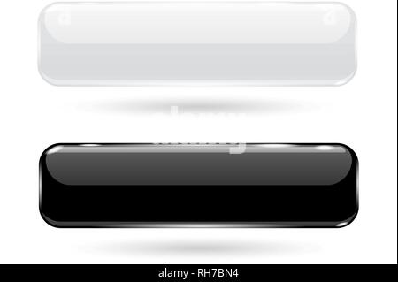 Bianco e nero 3d i pulsanti di vetro Illustrazione Vettoriale