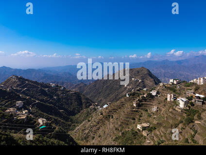 Moderno villaggio in montagna, Jizan Provincia, Addayer, Arabia Saudita Foto Stock