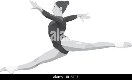 Split leap ginnasta donne nella ginnastica artistica Illustrazione Vettoriale