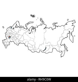 Emblema della Oblast di Tambov sulla mappa con le divisioni amministrative e i confini della Russia Foto Stock