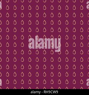 Disegnata a mano vector seamless modello di ripetizione con raindrop forme in beige dorati e viola. Illustrazione Vettoriale