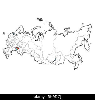 Emblema della Oblast di Samara sulla mappa con le divisioni amministrative e i confini della Russia Foto Stock