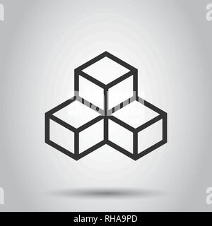 Tecnologia Blockchain icona vettore in uno stile piatto. Crittografia di blocco cubo illustrazione. Algoritmo Blockchain concetto. Illustrazione Vettoriale