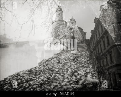 Praga, Boemia, Repubblica Ceca : riflessioni autunnali, vecchia Praga romantica Foto Stock