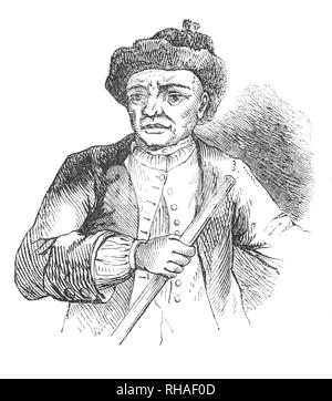 Un ritratto di Jonathan Wild (1682-1725), un mondo malavitoso di Londra figura notevole per il funzionamento su entrambi i lati della legge, che si presentano come un pubblico-spirited crimefighter intitolato 'Thief-Taker generale'. Ha sfruttato una forte domanda da parte del pubblico di azione durante una grande Londra ondata di criminalità in assenza di qualsiasi efficace forza di polizia. Un potente gang-leader, divenne un manipolatore master dei sistemi giuridici, raccogliendo le ricompense per gli oggetti di valore che aveva rubato, corrompete carcere-protezioni per rilasciare i colleghi, estorsioni e qualsiasi che ha attraversato lui. La sua doppiezza divenne noto e lui è stato impiccato a Tyburn. Foto Stock