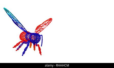 3D rendering di un delineato colorati animali arcobaleno su bianco Foto Stock