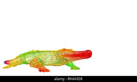 3D rendering di un delineato colorati animali arcobaleno su bianco Foto Stock