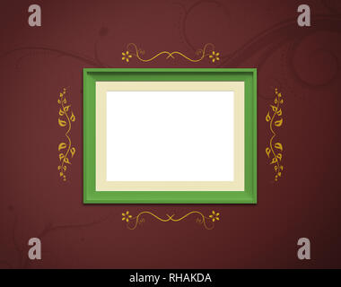 Illustrazione della cornice immagine con sfondo floreale in colori della natura. Foto Stock