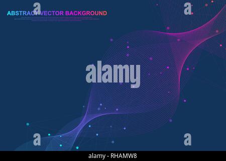 Abstract sfondo poligonale con linee collegate e punti. In stile minimalista disegno geometrico. Struttura di molecola e di comunicazione. Plesso grafico Illustrazione Vettoriale