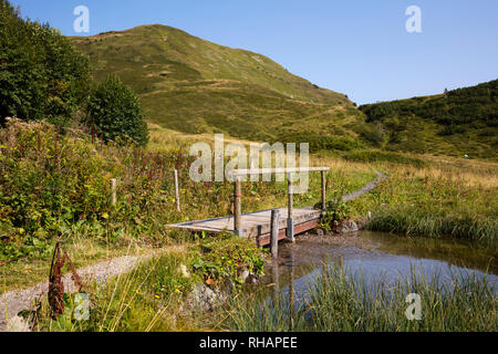 Schlappoldsee al Fellhorn mountain, Oberstdorf, Alpi Allgäuer, Algovia, Baviera, Germania, Europa Foto Stock