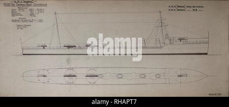 AJAX NEWS & includono il servizio di assistenza - THORNYCROFT PIANI WARSHIP - tipo;TORPEDINIERA DESTROYER DESIGN NR.1792. Nome:HMS NUBIAN, Amazon. - THORNYCROFT disegni per un 1000 TON 34,8 nodi a doppia vite recipiente della turbina. Foto:VT raccolta/AJAX REF:91907 2776 Foto Stock