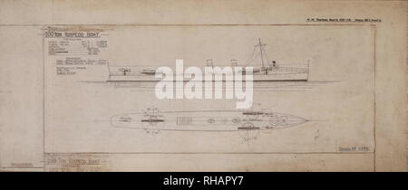 AJAX NEWS & includono il servizio di assistenza - THORNYCROFT PIANI WARSHIP - tipo;TORPEDINIERA DESTROYER DESIGN. Nome:barche TORPDO numeri 109 a 113. - THORNYCROFT DISEGNI PER UN 200 TON 25.1 KNOT foto:VT raccolta/AJAX REF:91907 2772 Foto Stock