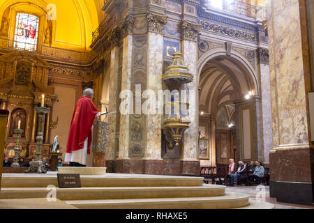 Buenos Aires Stato/Argentina 10/06/2014.sacerdote cattolico durante la santa Messa celebrata nella Cattedrale Metropolitana di San Martin, Buenos Aires, Argentina. Foto Stock