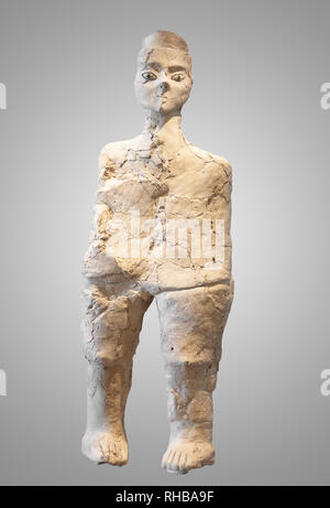 Ain (Ayn) Ghazal statua. Il gesso e reed statua datata al pre-ceramiche neolitiche periodo B. Giordania, Ayn Ghaza. Foto Stock