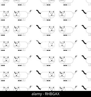 Vector Cartoon carino Cat Repeat Pattern senza giunture e background. Illustrazione Vettoriale