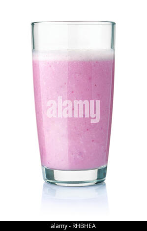 Bicchiere di mirtillo smoothie isolato su bianco Foto Stock
