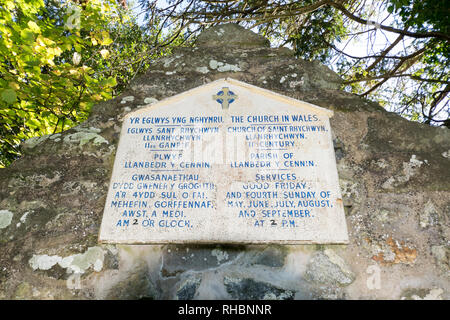 St Rhychwyns' chiesa a Llanrhychwyn vicino Trefriw nel Conwy Valley Galles del Nord il più antico sopravvissuto del VI secolo la struttura della chiesa in Galles Foto Stock