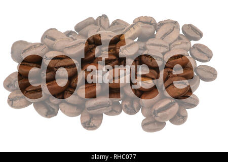 Immagine di ammassamento dei chicchi di caffè e il testo evidenziato il caffè Foto Stock