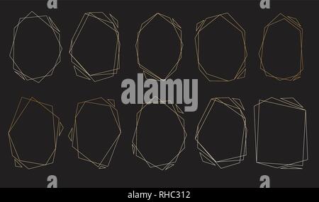 Telai poligonale impostato. I triangoli di oro, forme geometriche. Illustrazione Vettoriale