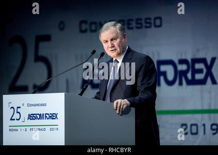 Foto di Roberto Monaldo / LaPresse 02-02-2019 Roma Economia 25mo Congresso Assiom Forex Nella foto il Governatore della Banca d'Italia Ignazio Visco Foto Roberto Monaldo / LaPresse 02-02-2019 Roma (Italia) 25 Assiom Forex congress nella foto Ignazio Visco Foto Stock