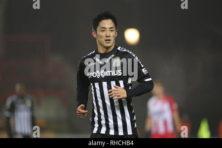 Mouscron, Belgio.. 2° febbraio 2019. MOUSCRON, Belgio - 01 febbraio : Ryota Morioka di Charleroi durante la Jupiler Pro League Match Day 24 tra Royal Excel Mouscron e Sporting Charleroi nel febbraio 01, 2019 in (foto di Vincent Van Doornick/Isosport) Foto Stock