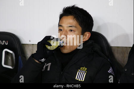 Mouscron, Belgio.. 2° febbraio 2019. MOUSCRON, Belgio - 01 febbraio : Ryota Morioka di Charleroi durante la Jupiler Pro League Match Day 24 tra Royal Excel Mouscron e Sporting Charleroi nel febbraio 01, 2019 in (foto di Vincent Van Doornick/Isosport) Foto Stock
