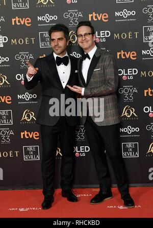 Sevilla, Spagna. 2° febbraio 2019. Gli attori Ernesto Sevilla e Joaquin Reyes a photocall durante l'annuale 33th Goya Film Awards in Sevilla, sabato 2 febbraio, 2019. Credito: CORDON PREMERE/Alamy Live News Foto Stock