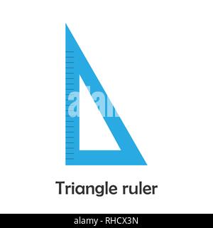 Righello di triangolo in stile cartoon, tessera della scuola per bambini in età prescolare, attività per i bambini, illustrazione vettoriale Illustrazione Vettoriale