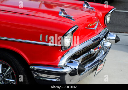 Stati Uniti d'America, New Jersey, Wildwood, parata di vetture classiche, anteriore di GM General Motors Chevrolet Bel Air al posto di parcheggio del Motel Rusmar a Ocean Ave, potrebbe essere in Havanna Cuba troppo Foto Stock