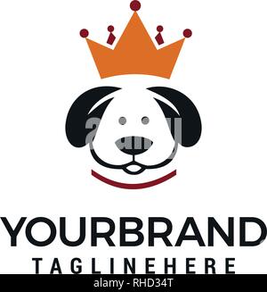 Re cane logo design concept , corona cane logo vettoriale del modello di progettazione Illustrazione Vettoriale