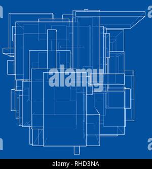 Scatole di wireframe. Stile di disegno Illustrazione Vettoriale