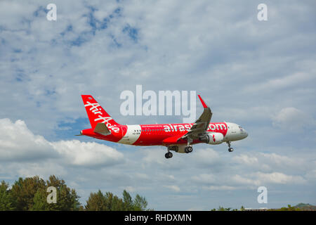 Airbus di atterraggio su Phuket Foto Stock