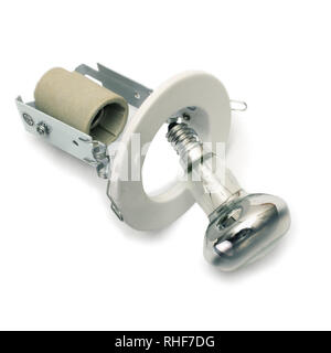 La lampadina della luce di illuminazione per installazione in appartamento su uno sfondo bianco Foto Stock